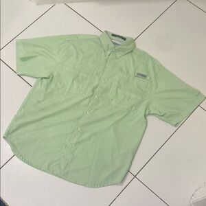 Columbia Tamiami PFG Green Casual Button Down Shirt Relaxed Fit